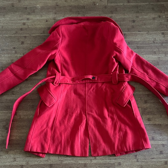 Tommy Hilfiger Bright Red Double-Breasted Peacoat with Belt - Picture 2 of 4